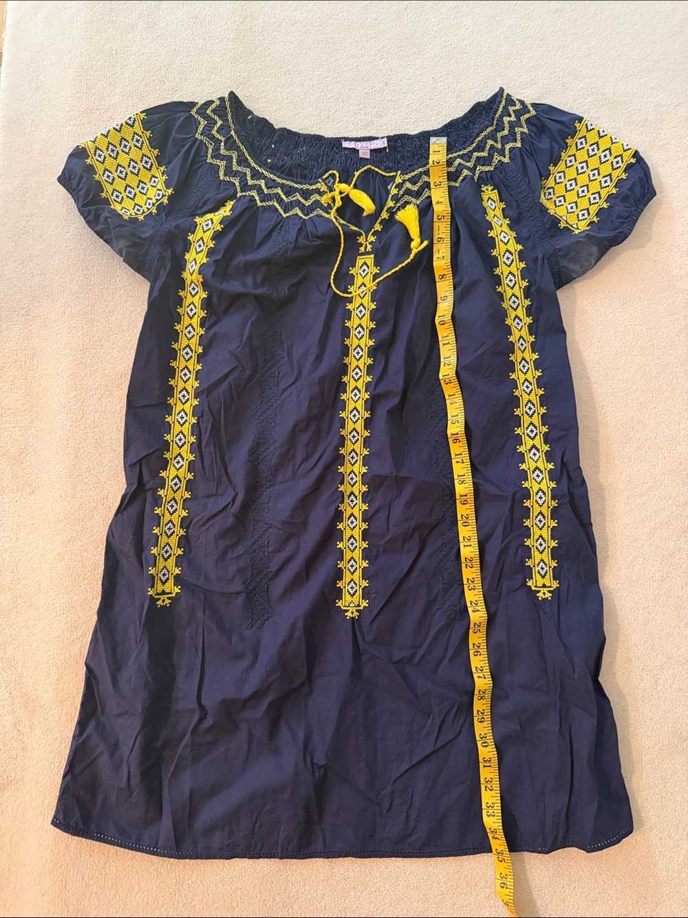 Calypso St. Barth Blue Dress/Beach Cover Up, Tunic with Embroidery